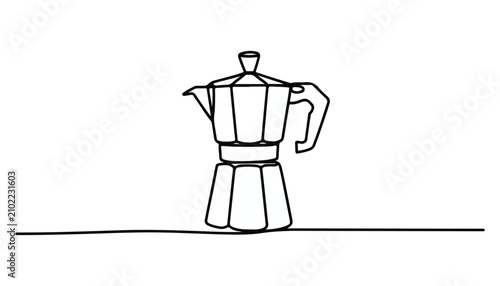 Foto One continuous line illustration of an Moka pot , isolated on white background