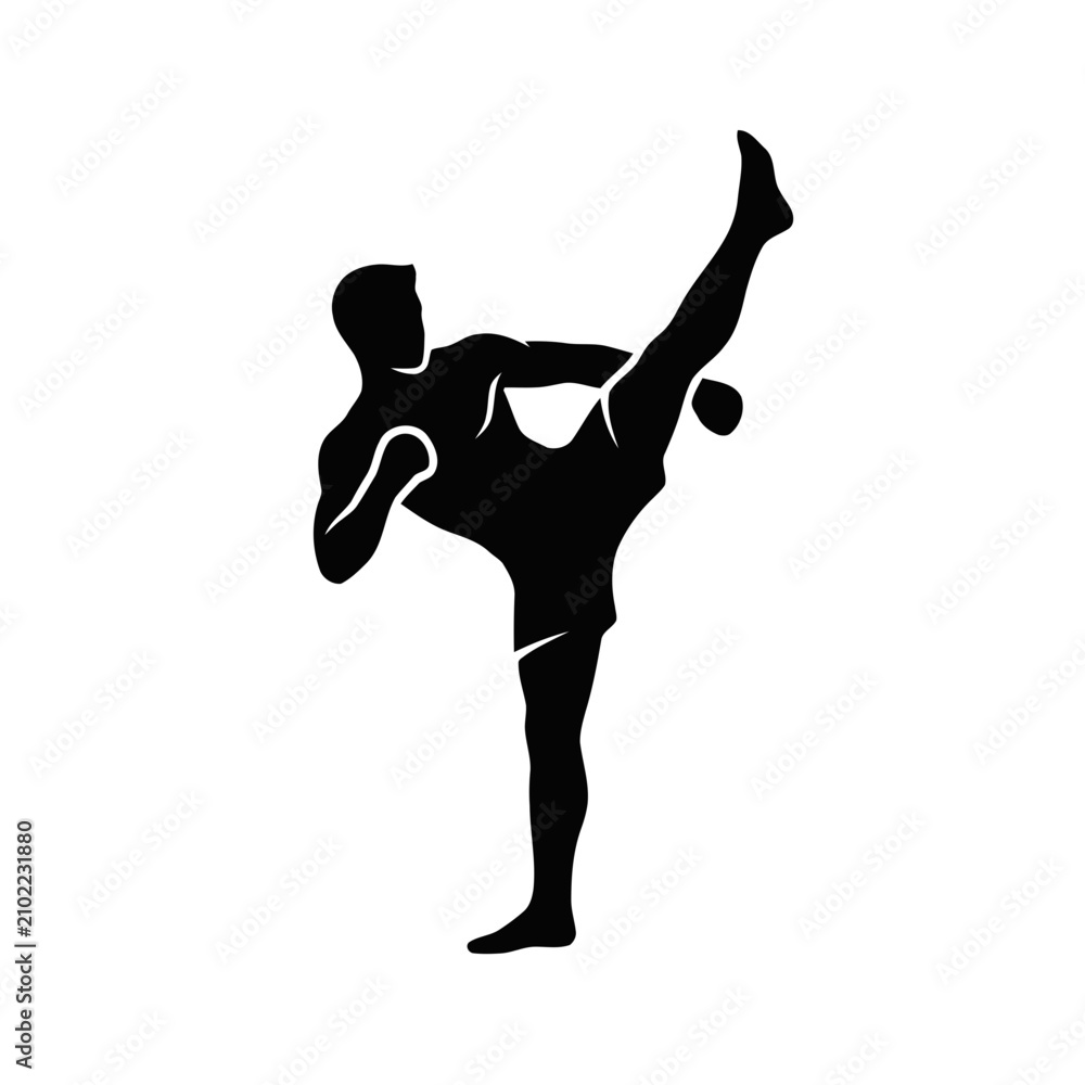 Fototapeta premium Man Kicking in Martial Arts.