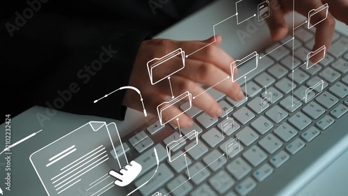 Digital file structure showing folder organization, file hierarchy, and document arrangement. File structure supports management, improves access, and file structure enhances clarity. Marrow