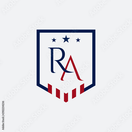 RA Letter Logo with Shield Emblem