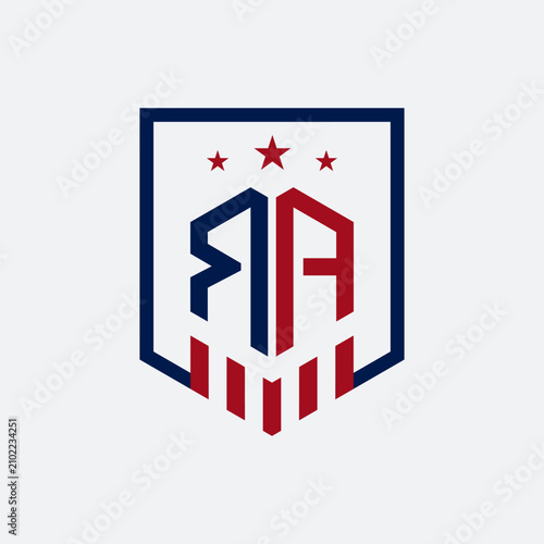 Modern RA Monogram Shield Logo with Patriotic Star Badge