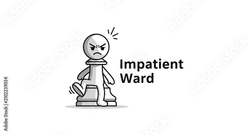 Tableau sur toile Minimalist illustration of an impatient chess pawn character, conveying frustration or urgency