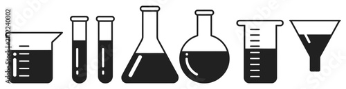 Foto Laboratory Equipment Vector Icons Featuring Erlenmeyer Flask, Beaker, Test Tube,