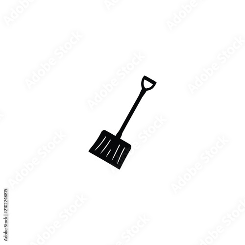 Snow shovel silhouette, isolated on white background