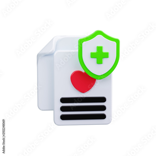 health insurance 3d render icons
