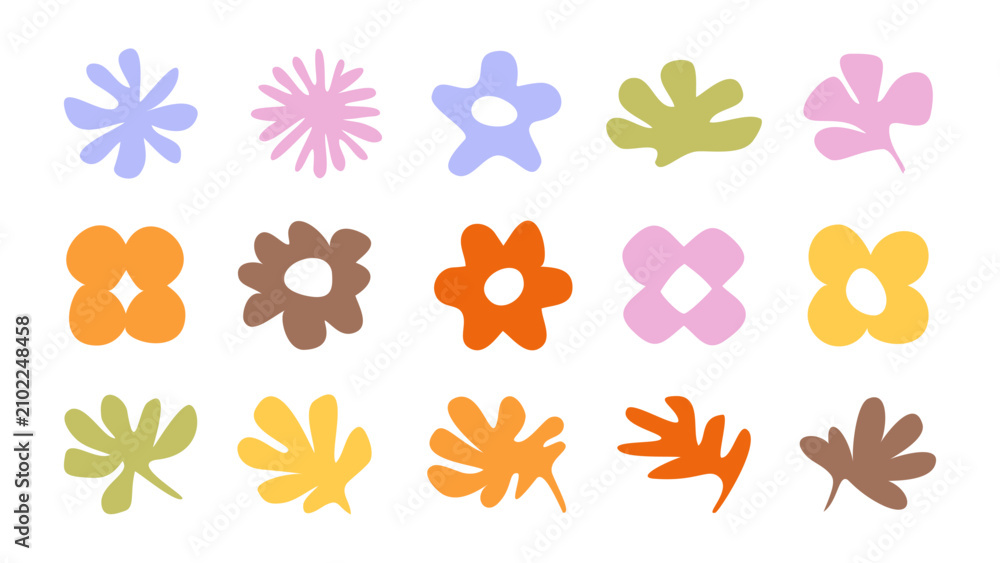 Obraz premium Colorful abstract floral leaf shapes element vector set