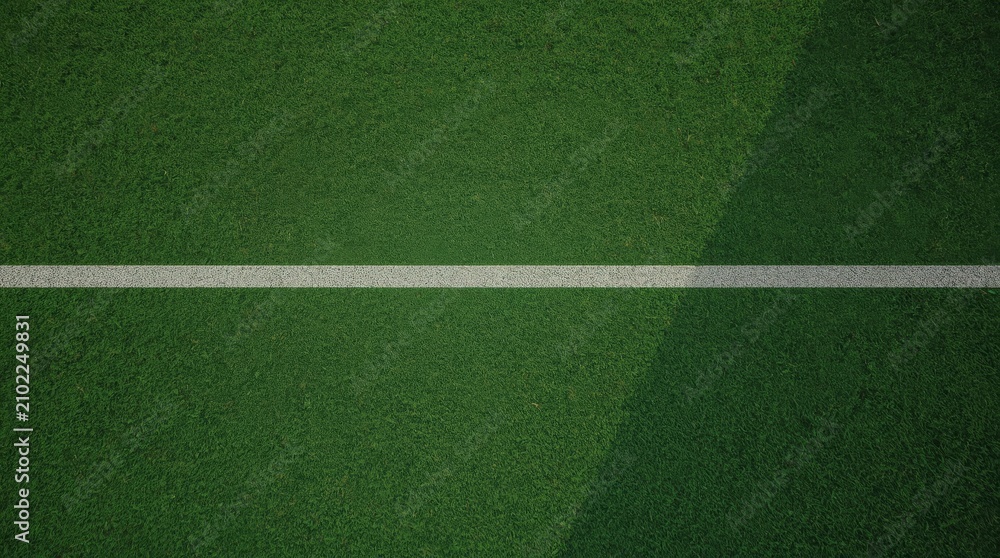 Obraz premium Minimalist tennis court with clean white boundary lines on vibrant emerald green artificial grass surface with evoking sense freshness precision