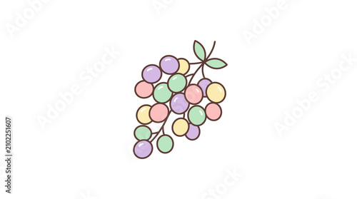 Tableau sur toile Colorful bunch of grapes doodle.
