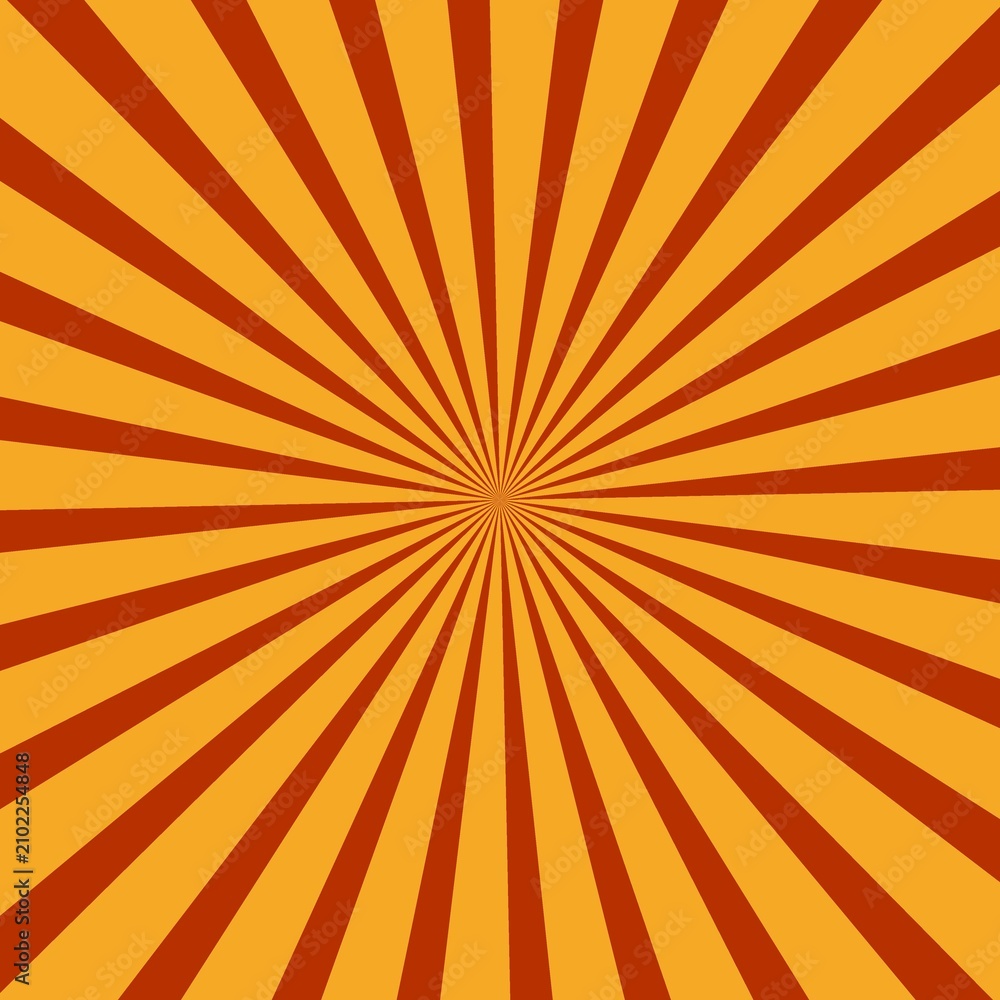 Obraz premium Orange Sunburst Rays Background Illustration – Retro Comic Manga Style Radial Burst Design