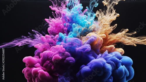 Abstract Colorful Ink Clouds Underwater Motion Background 4K
