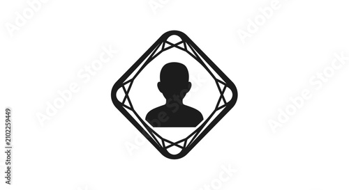 Quadro su tela Profile icon encased in decorative diamond pattern frame.