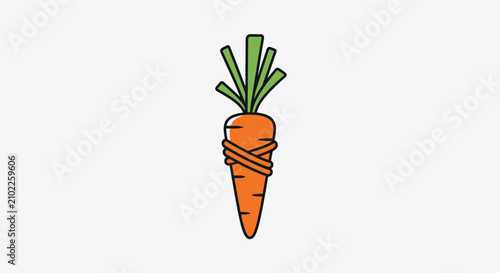 Quadro su tela Stylized orange carrot with green top.