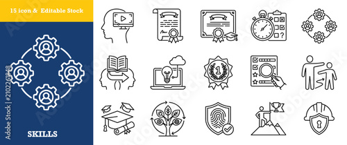 Education and learning icons for skills development and academic achievement.