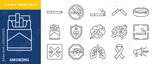 Obraz na płótnie Cigarette pack and anti smoking icons for health awareness and quitting