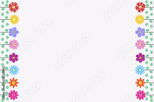 Colorful floral decoration vector on a blush pink background with copy space.