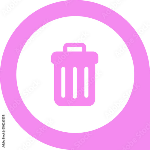 Fotografie Delete trash icon with pink flat solid style for remove discard trash can clear