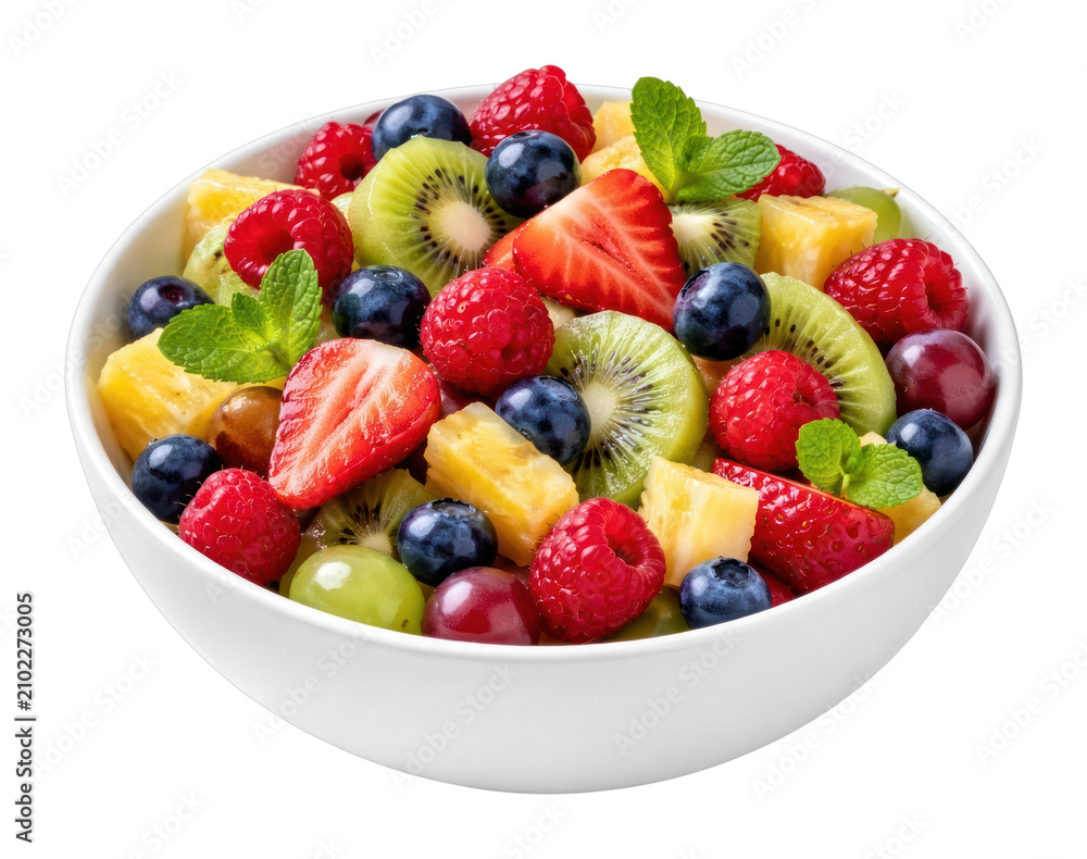Obraz premium PNG Vibrant fresh fruit salad bowl.