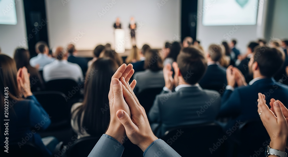 Fototapeta premium Close up of hands clapping in a business conference audience