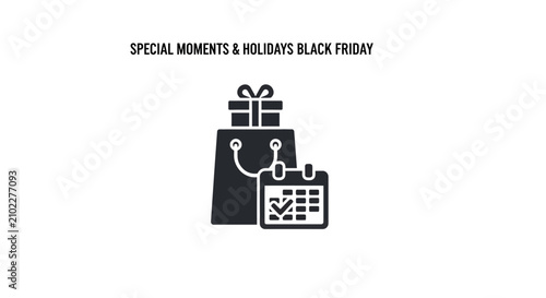 Black Friday shopping bag icon.