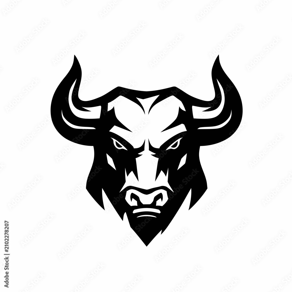 Fototapeta premium Stylized black and white bull head logo design