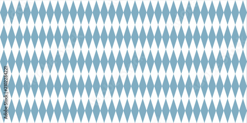 Elegant geometric blue seamless pattern features alternating grey and white rhombuses arranged in a classic harlequin diamond grid