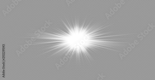 Cuadro en lienzo White Bright Sun Glow PNG Transparent with Lens Flare, Radiating Flash Rays, Opt