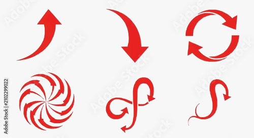 Bild auf Leinwand Symbolic Directional Arrows and Spiral Patterns.