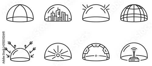 Dome protection shield against arrows and city buildings natural resources and earth.