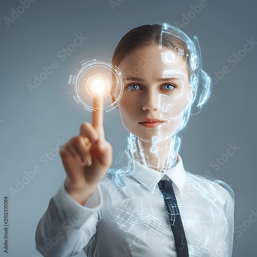 Business Leader Wearing Virtual Reality Headset Presenting Data Visualization