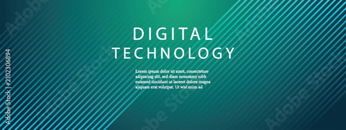 Fotografía High-speed digital technology, blue green background connection, cyber nano information, abstract communication, future technology innovation, internet network data, AI big data, line illustration