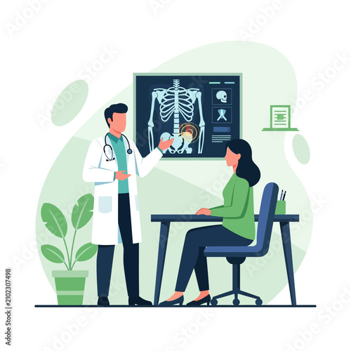 Doctor Examining Patient X-ray In Modern Clinic Consultation Room