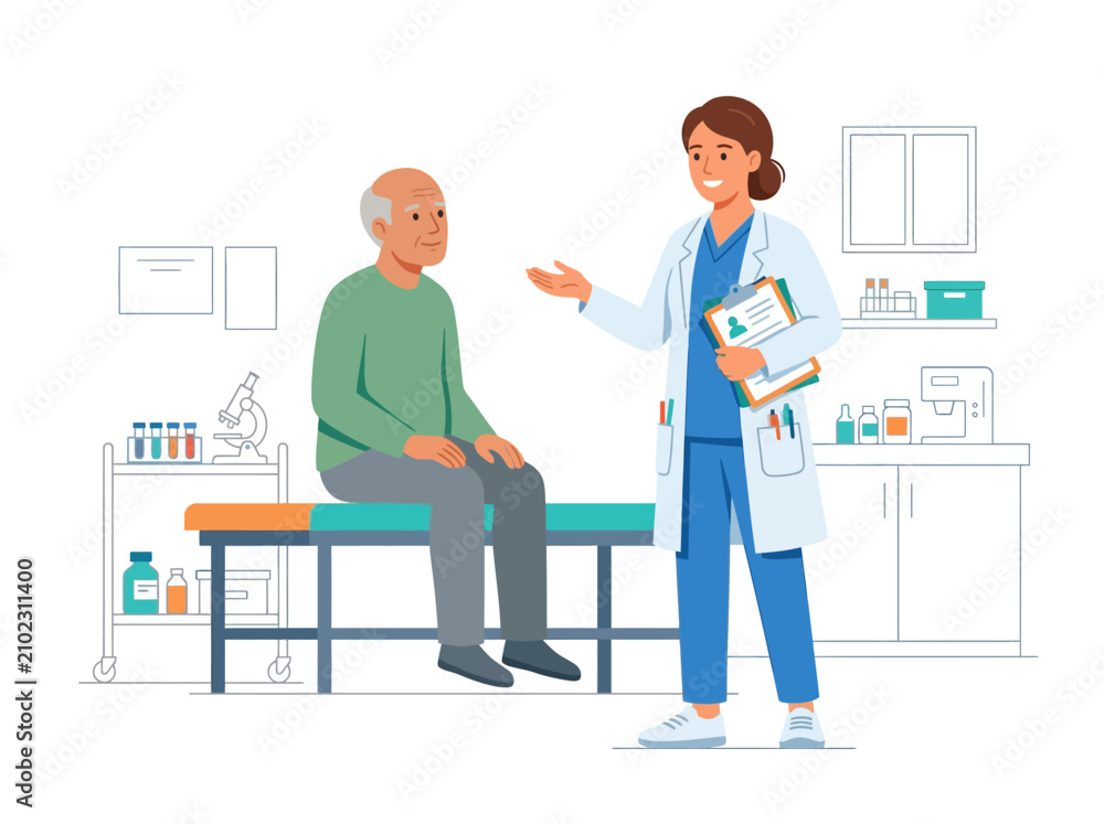 Fototapeta premium Doctor Consuulting Elder Patient During Medical Examination
