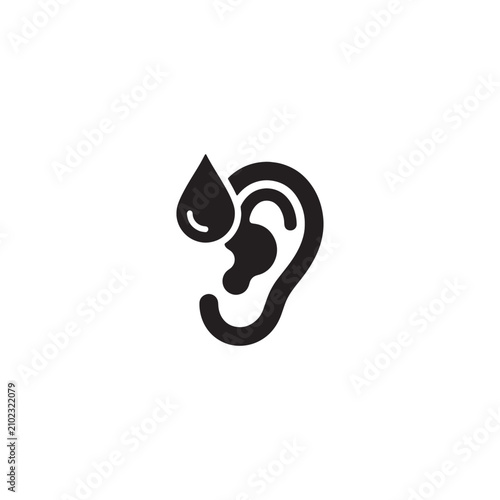 Black ear symbol, medical drop