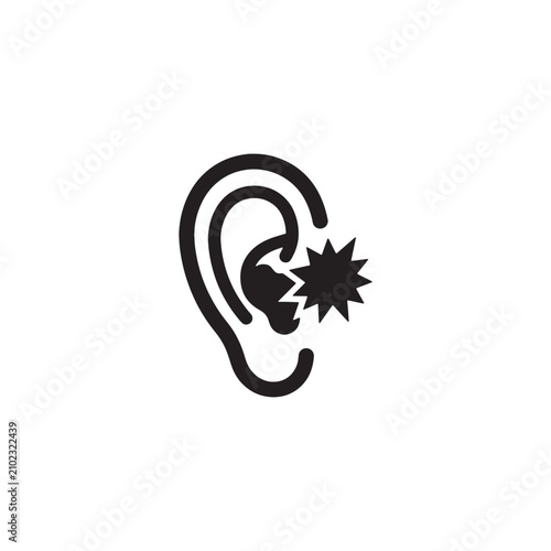 Black ear with star symbol outline