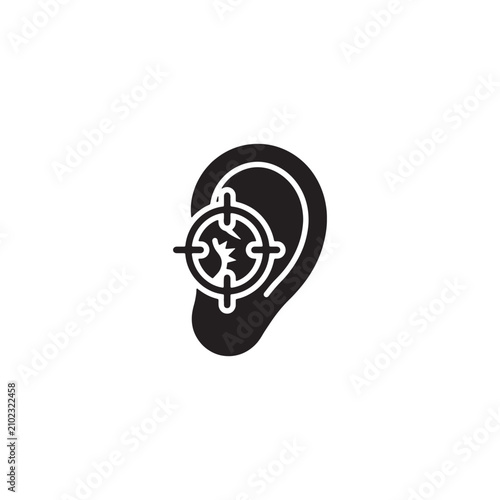 Black ear with sound waves symbol