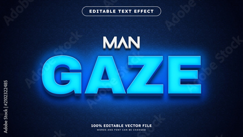 Editable Text effect retro and blue glowing Neon light text style