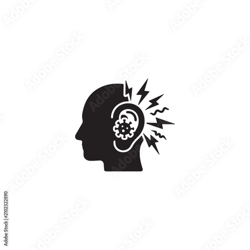 Black of ear with radiating pain lines