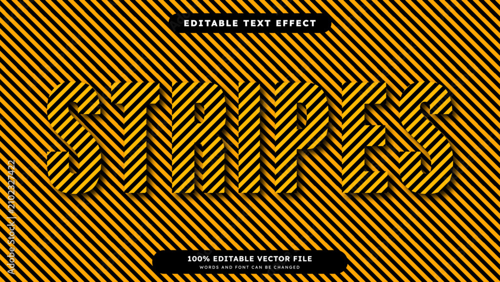 Obraz premium Editable Text Effect with yellow stripes optical illusion style