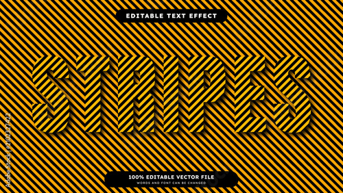 Editable Text Effect with yellow stripes optical illusion style