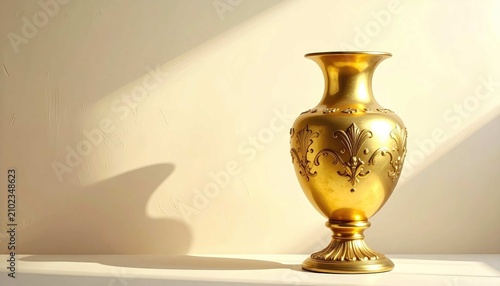 Antique Vintage Metal Vase on Rustic Wooden Table with Decorative Ancient Art Design and Classic Home Decor Background