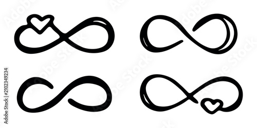Fotografie Set of hand drawn infinity sign Eternal limitless unlimited infinite forever sym