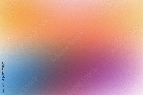 Bright Multicolor Abstract Gradient Background with Heavy Grainy Noise Texture and Smooth Sunset Orange, Magenta Pink and Sky Blue