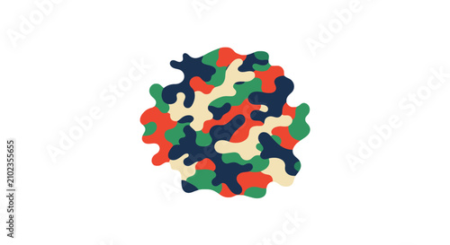 Canvas Print Abstract camouflage pattern blob with multi-colored military texture
