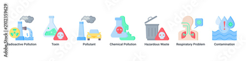 Cuadro en lienzo Toxic Exposure web banner icon vector illustration with icons of Radioactive Pol