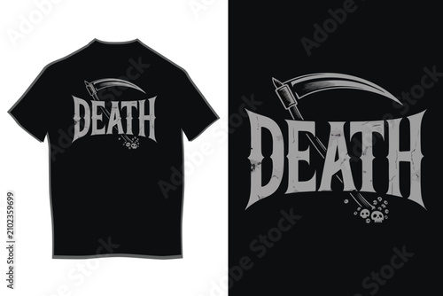 Death Grim Reaper Scythe and Crossed Bones Gothic Typography Vector Design	