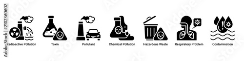 Obraz na płótnie Toxic Exposure web banner icon vector illustration with icons of Radioactive Pol