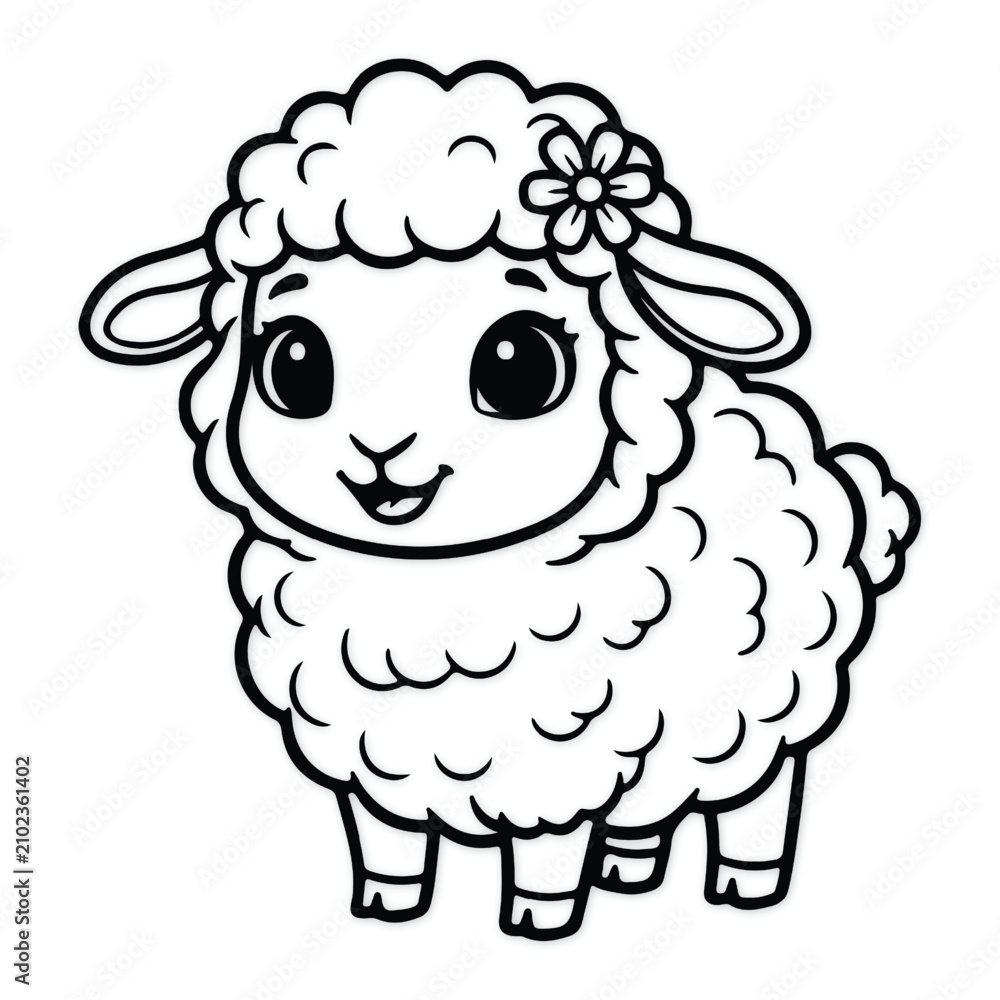 Fototapeta premium Cute animals Black and White Coloring Page Vector Illustration