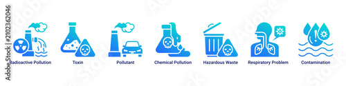 Canvastavla Toxic Exposure web banner icon vector illustration with icons of Radioactive Pol