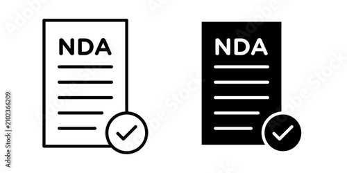 NDA Icon represents non-disclosure agreements, legal documents, and confidential business contracts with an editable outline vector illustration.