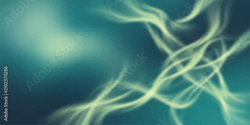 Foto Abstract ethereal glowing wisps of light dance and swirl across a deep teal blue background, creating a mesmerizing and tranquil visual effect